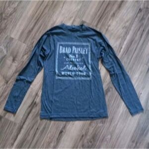 Brad Paisley Alcohol World Tour Gray Long Sleeve Graphic Tee Womens Size S